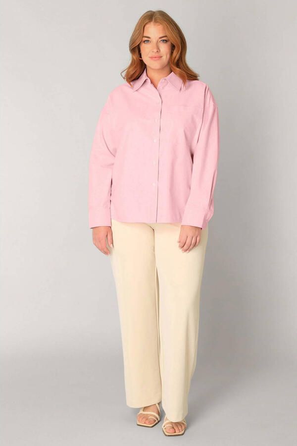 Base Level Curvy katoenen blouse lichtroze - Foto 2