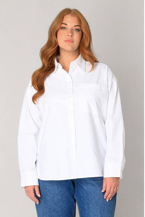 Base Level Curvy katoenen blouse wit
