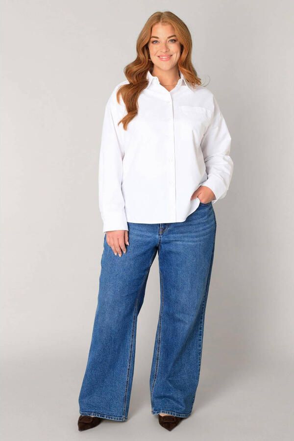 Base Level Curvy katoenen blouse wit - Foto 2
