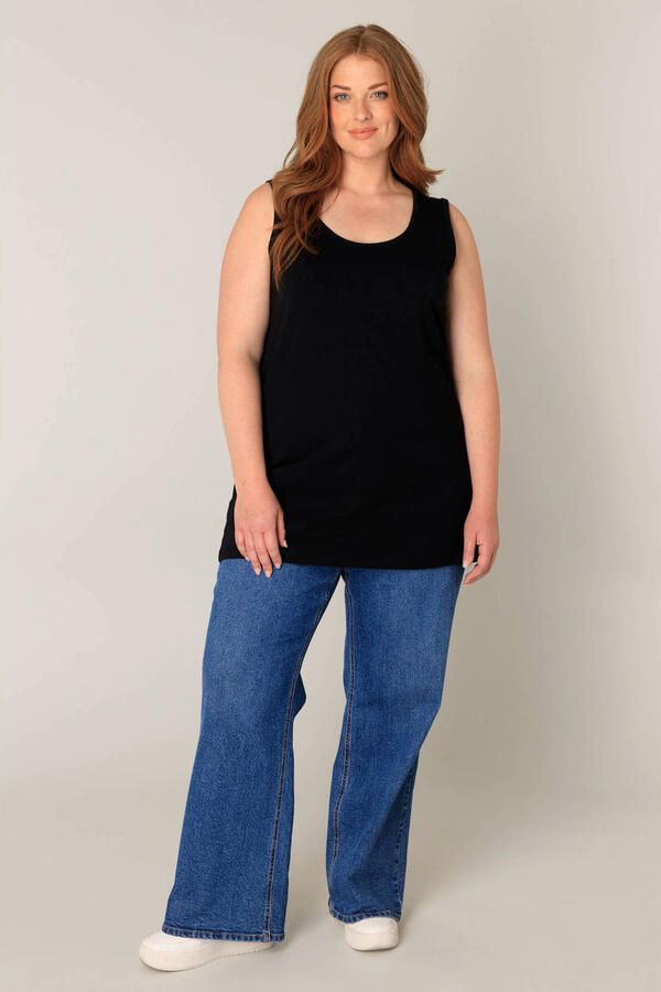 Base Level Curvy Lange top met wijde ronde hals