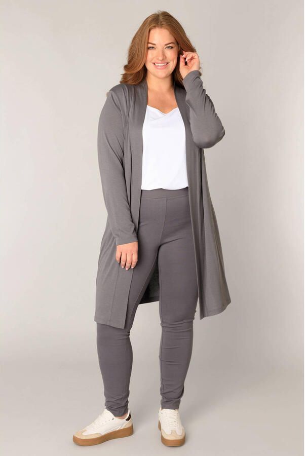 Base Level Curvy lang vest grijs fijn gebreid - Foto 2