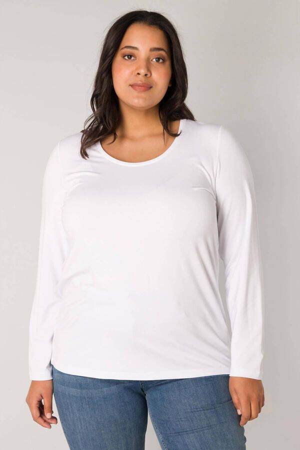 Base Level Curvy Shirt met lange mouwen met een ronde hals