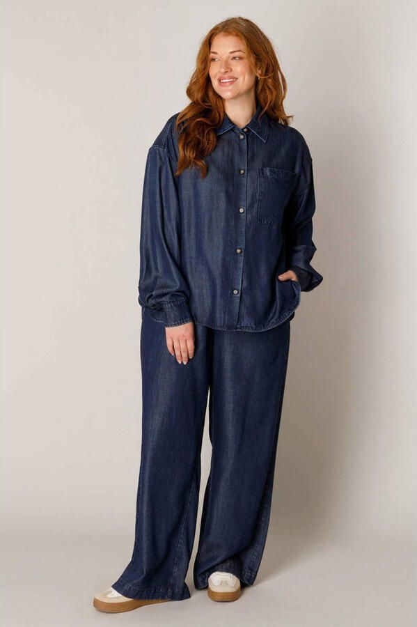 Base Level Curvy Plus Size blouse donkerblauw - Foto 3