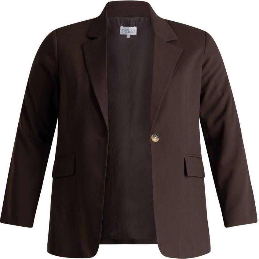 Base Level Curvy regular blazer donkerbruin