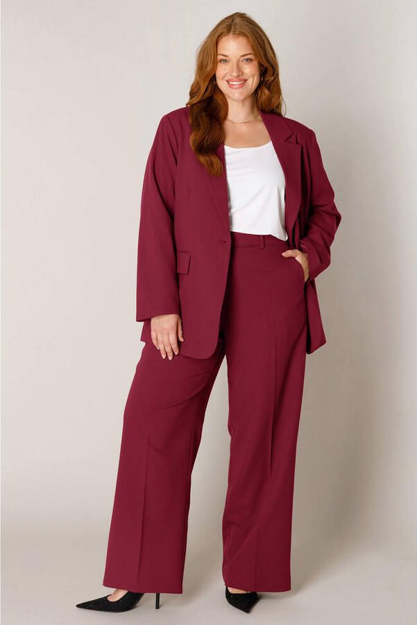 Base Level Curvy regular blazer donkerrood - Foto 3