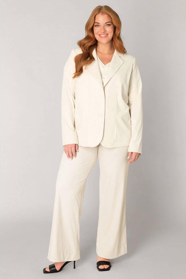 Base Level Curvy regular blazer travelstof ecru