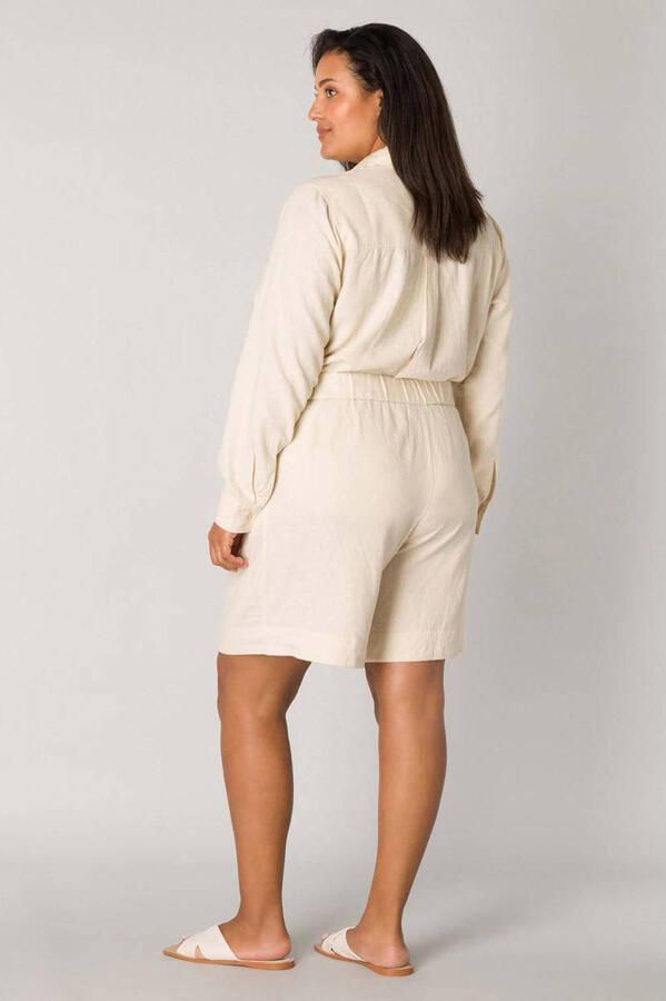 Base Level Curvy Relaxshorts Yardan Zomerbroek van linnen en viscose en met elastische tailleband