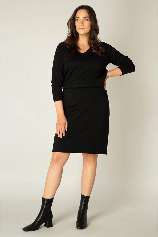 Base Level Curvy Kokerrok knievrij met viscose en stretch - Foto 3