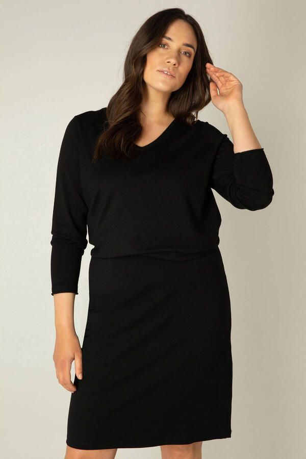 Base Level Curvy Kokerrok knievrij met viscose en stretch - Foto 2