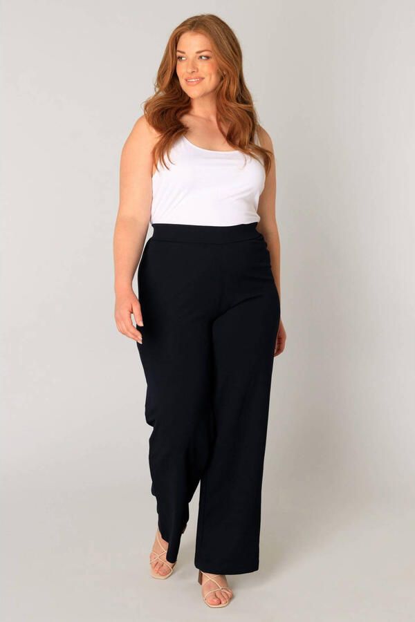 Base Level Curvy straight high waist broek donkerblauw - Foto 3