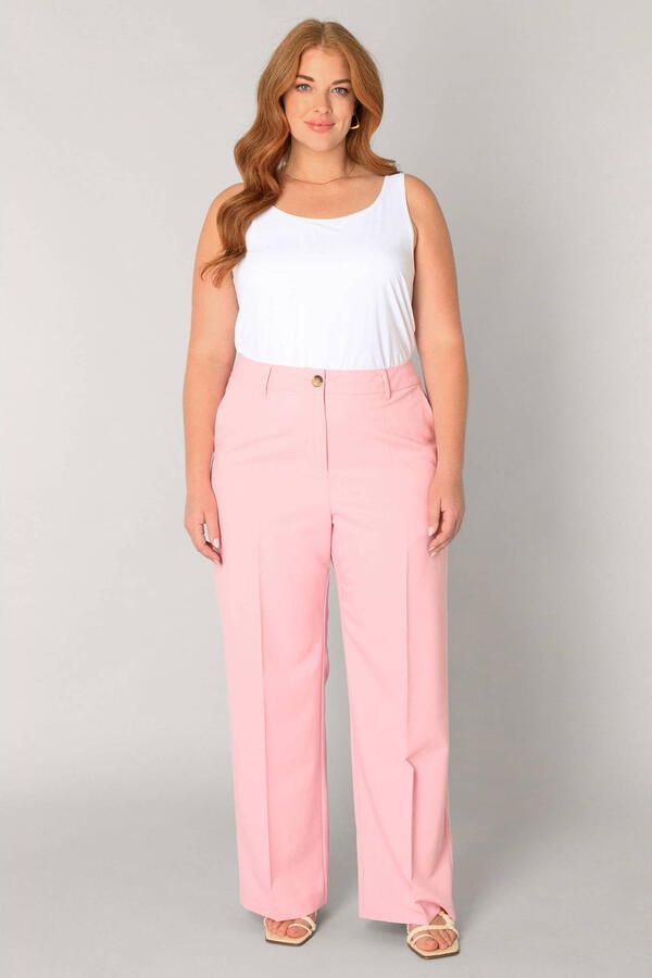 Base Level Curvy straight leg broek lichtroze - Foto 3