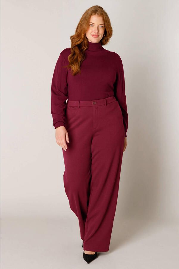 Base Level Curvy straight leg pantalon Plus Size donkerrood - Foto 3