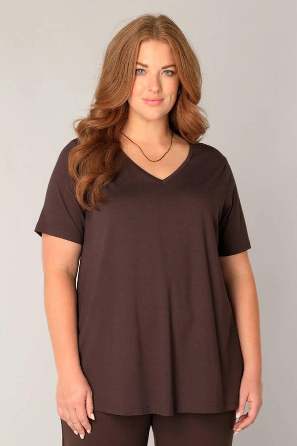 Base Level Curvy T-shirt Alba met v-hals