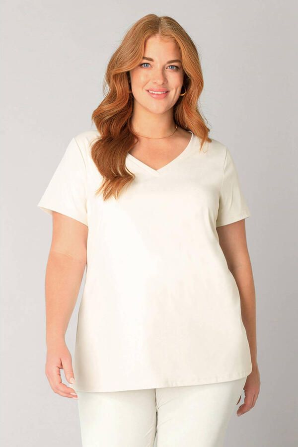 Base Level Curvy T-shirt travelstof ecru