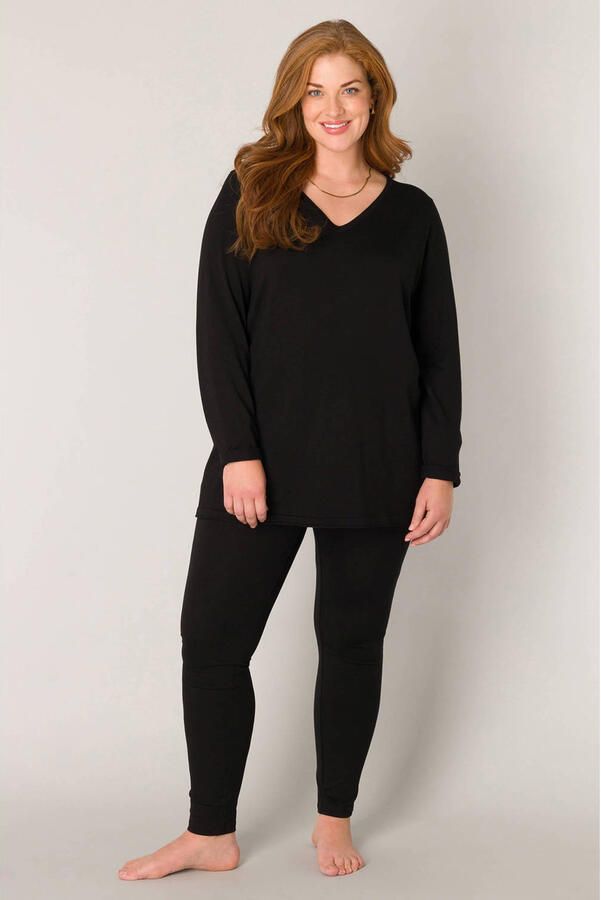 Base Level Curvy Trui met V-hals BAS-ANINE-LONG Fijntricotkwaliteit - Foto 1