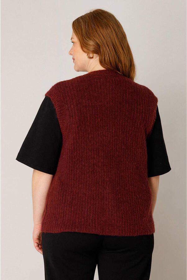 Base Level Curvy top Plus Size donkerrood - Foto 3