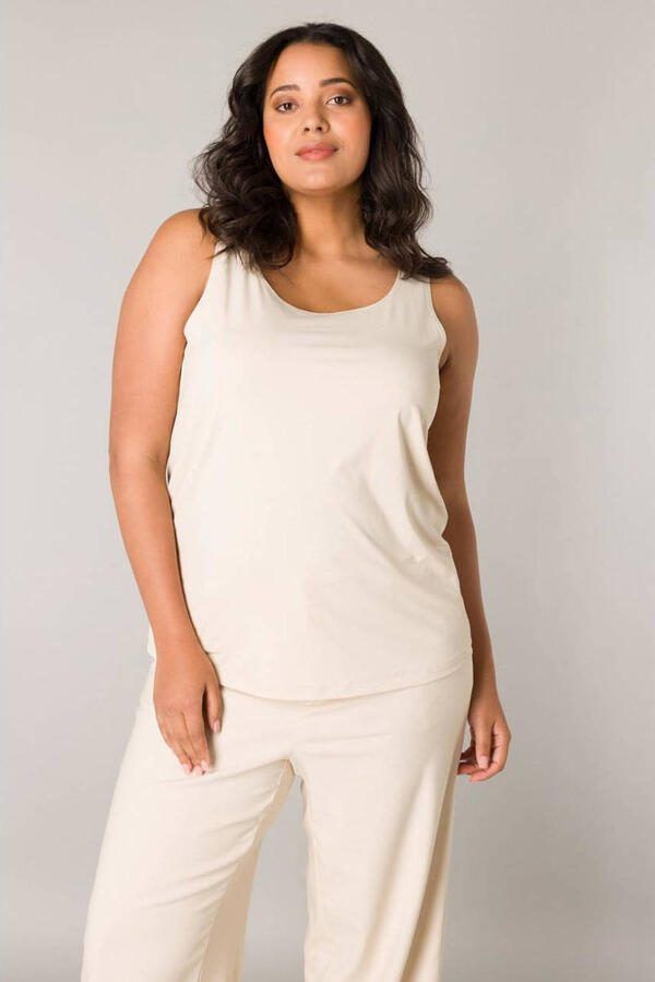 Base Level Curvy top Yanne travelstof beige - Foto 3