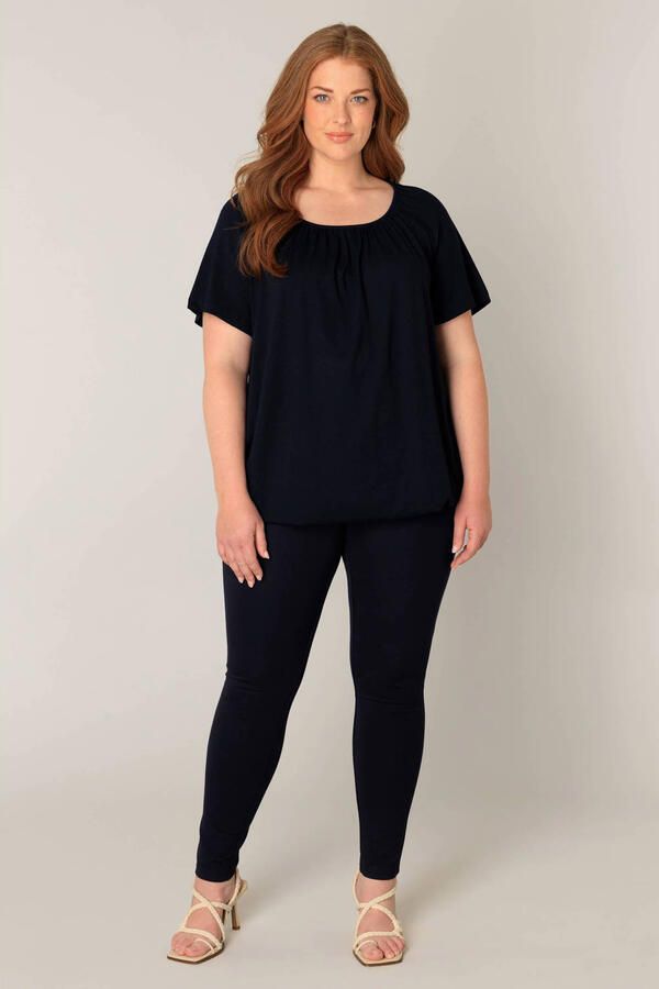 Base Level Curvy Ballonshirt Yoni met aangerimpelde ronde hals