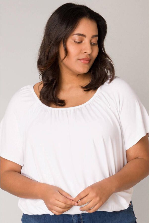 Base Level Curvy Ballonshirt Yoni met aangerimpelde ronde hals