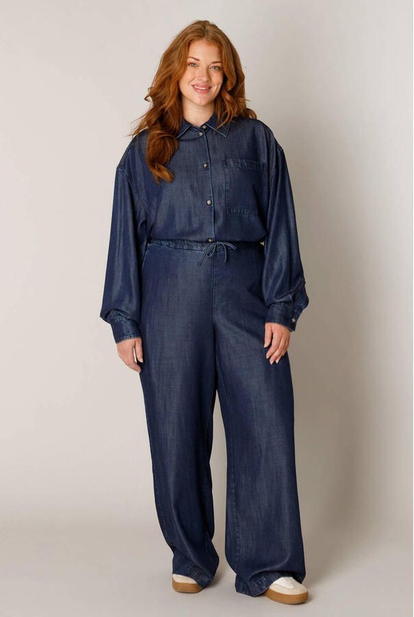 Base Level Curvy wide leg broek Plus Size donkerblauw