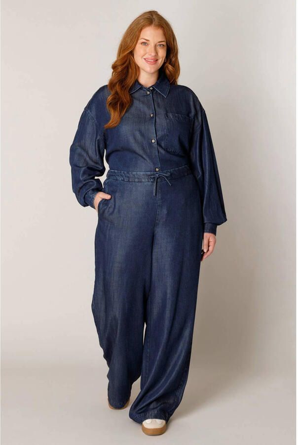 Base Level Curvy wide leg broek Plus Size donkerblauw - Foto 2