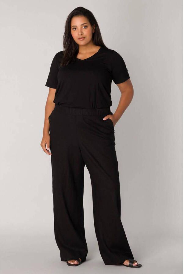 Base Level Curvy Linnen broek Yula Zomerbroek linnen-viscosemix met elastische tailleband - Foto 2