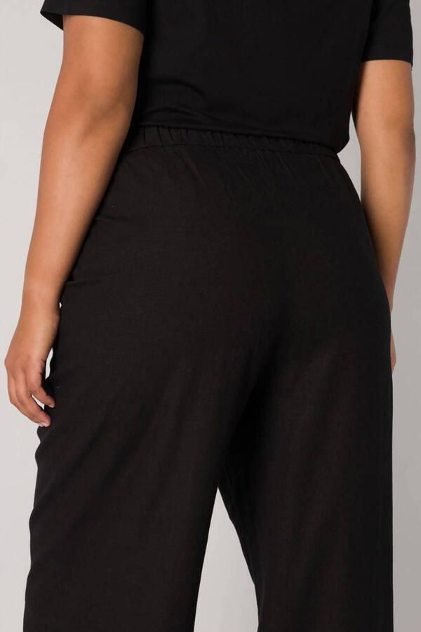 Base Level Curvy Linnen broek Yula Zomerbroek linnen-viscosemix met elastische tailleband