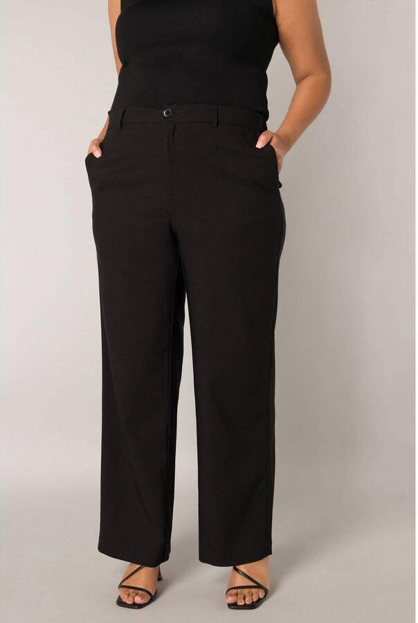 Base Level Curvy wide leg high waist pantalon zwart