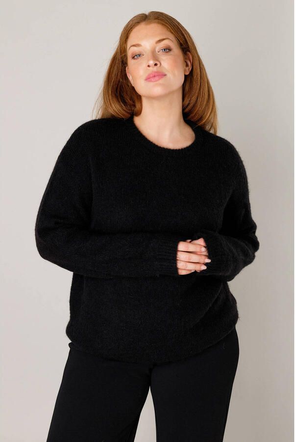 Base Level Curvy Gebreide trui Yanara met wol en elastaan