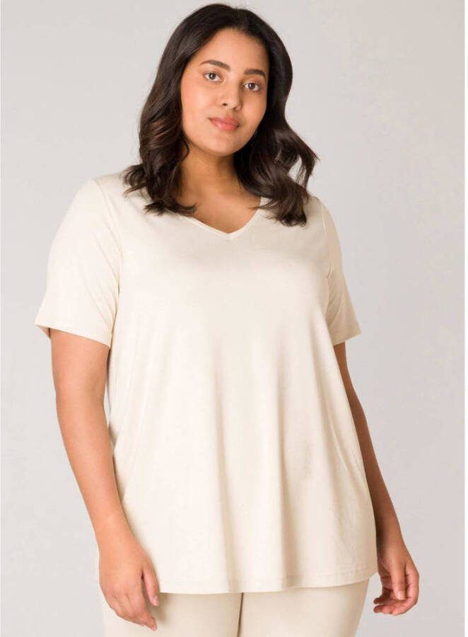 Base Level Curvy basic T-shirt Alba beige - Foto 2