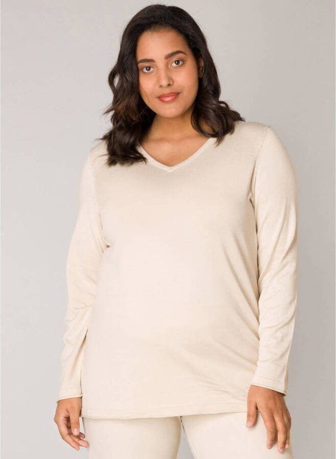 Base Level Curvy fijngebreide trui Anine beige - Foto 2