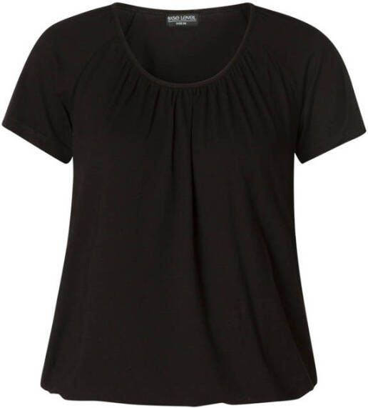 Base Level Curvy Ballonshirt Yoni met aangerimpelde ronde hals