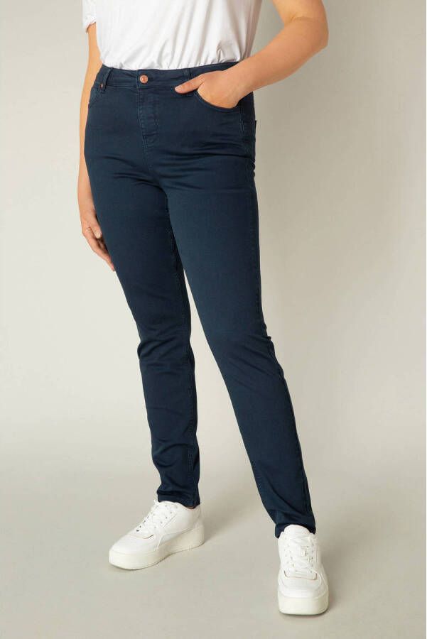 Base Level Curvy slim fit jeans Mella donkerblauw