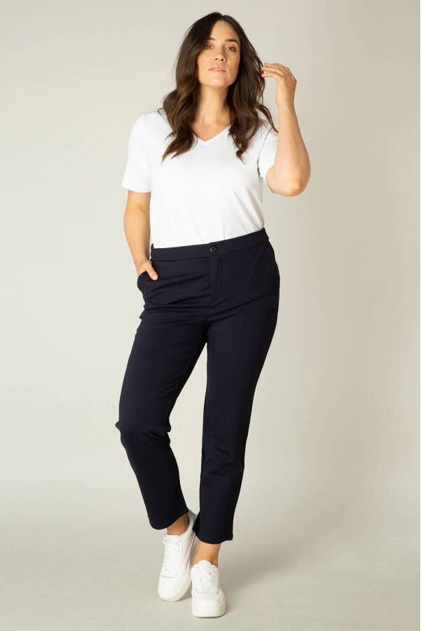 Base Level Curvy slim fit pantalon Angie donkerblauw