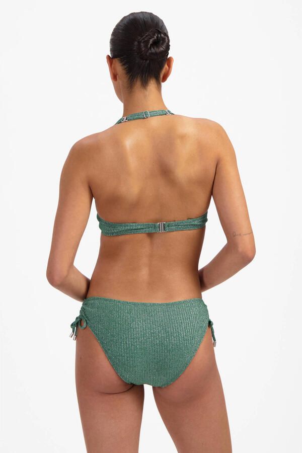 Beachlife bikinibroekje met lurex en textuur groen - Foto 4