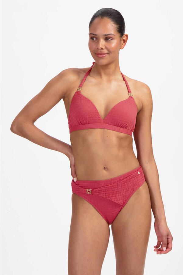 Beachlife bikinibroekje met textuur koraalrood