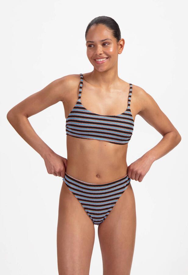 Beachlife brazilian bikinibroekje met textuur blauw bruin