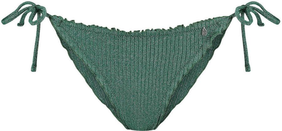 Beachlife brazilian strik bikinibroekje met lurex en textuur groen - Foto 3