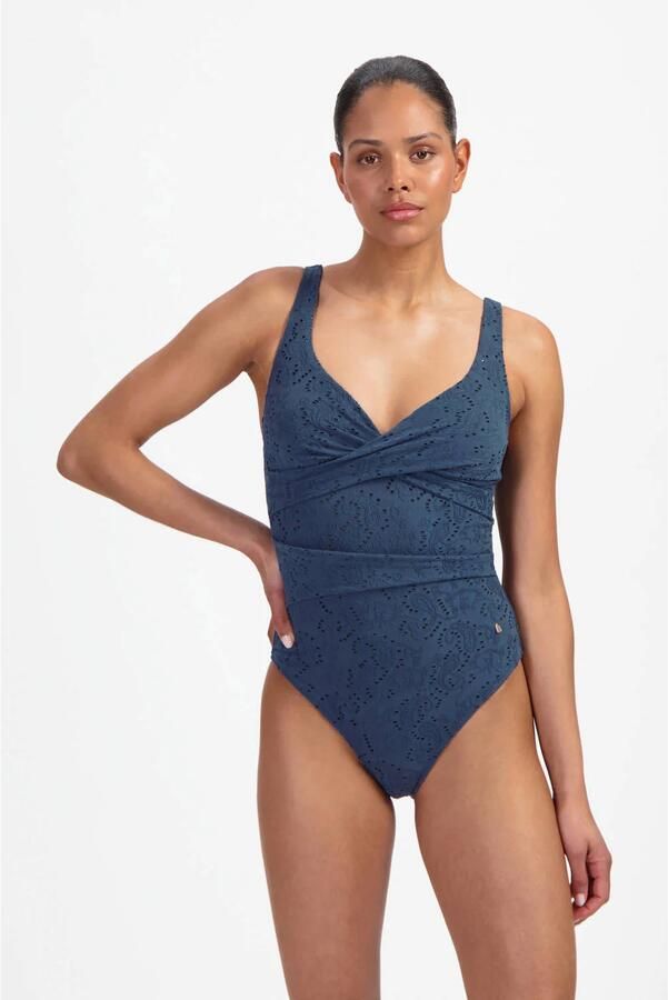 Beachlife halter badpak broderie anglaise donkerblauw