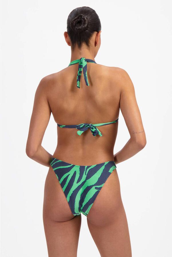 Beachlife high leg bikinibroekje groen donkerblauw - Foto 3