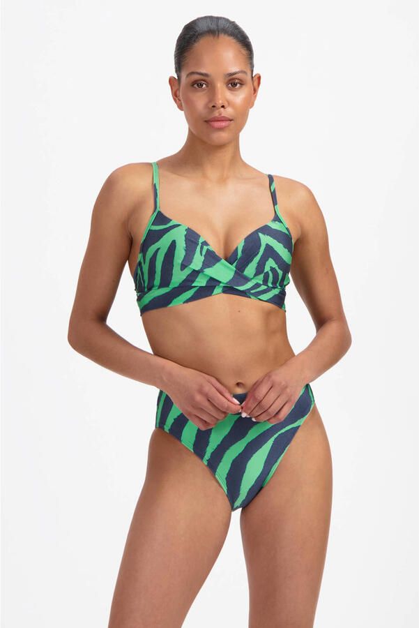 Beachlife high waist bikinibroekje groen donkerblauw