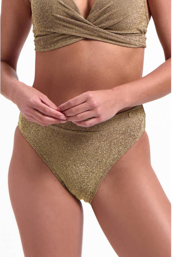 Beachlife high waist bikinibroekje met lurex goud - Foto 2
