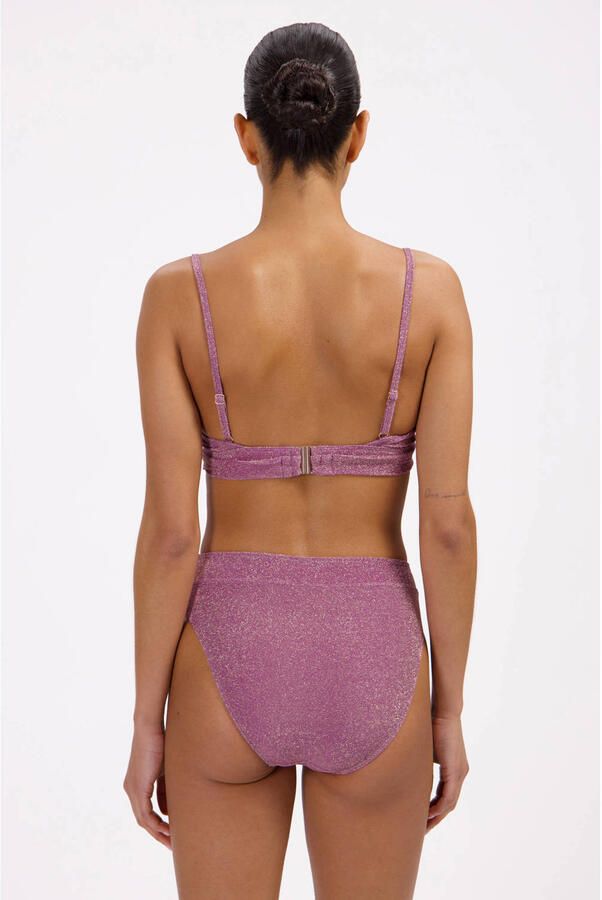 Beachlife high waist bikinibroekje met lurex oudroze - Foto 3