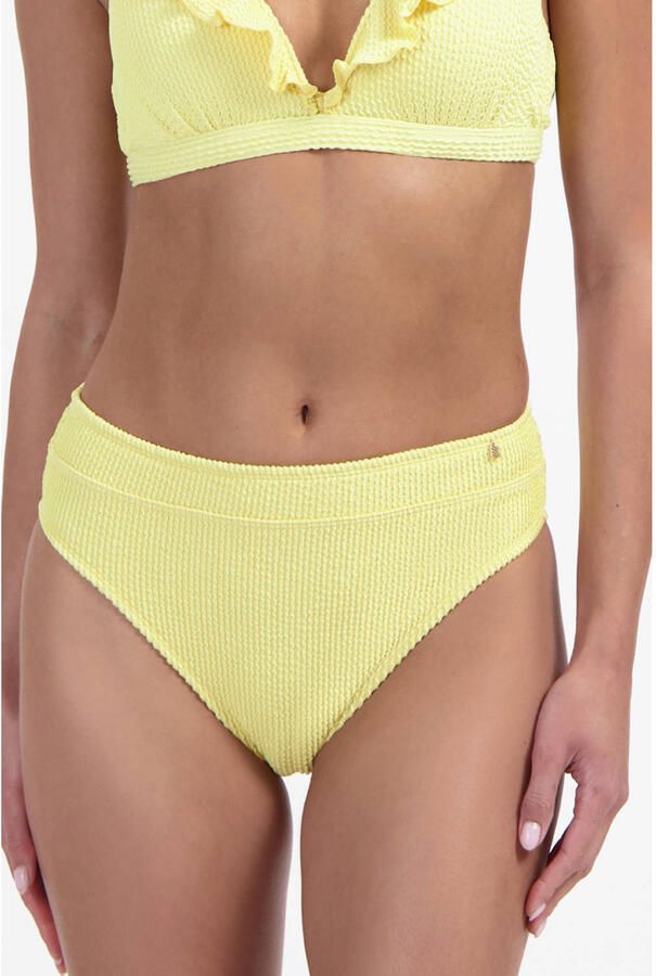 Beachlife high waist bikinibroekje met textuur lichtgeel