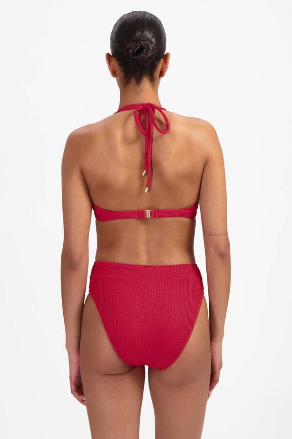 Beachlife high waist bikinibroekje met textuur rood - Foto 3