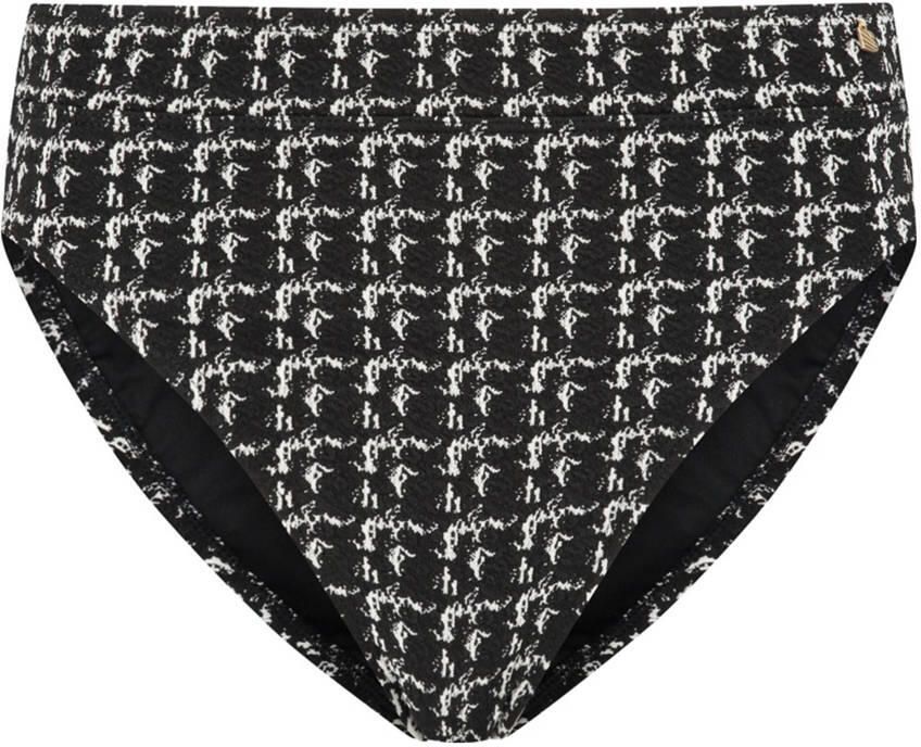 Beachlife high waist bikinibroekje met textuur zwart wit - Foto 2