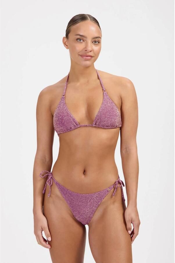 Beachlife Limited strik bikinibroekje met lurex mauve