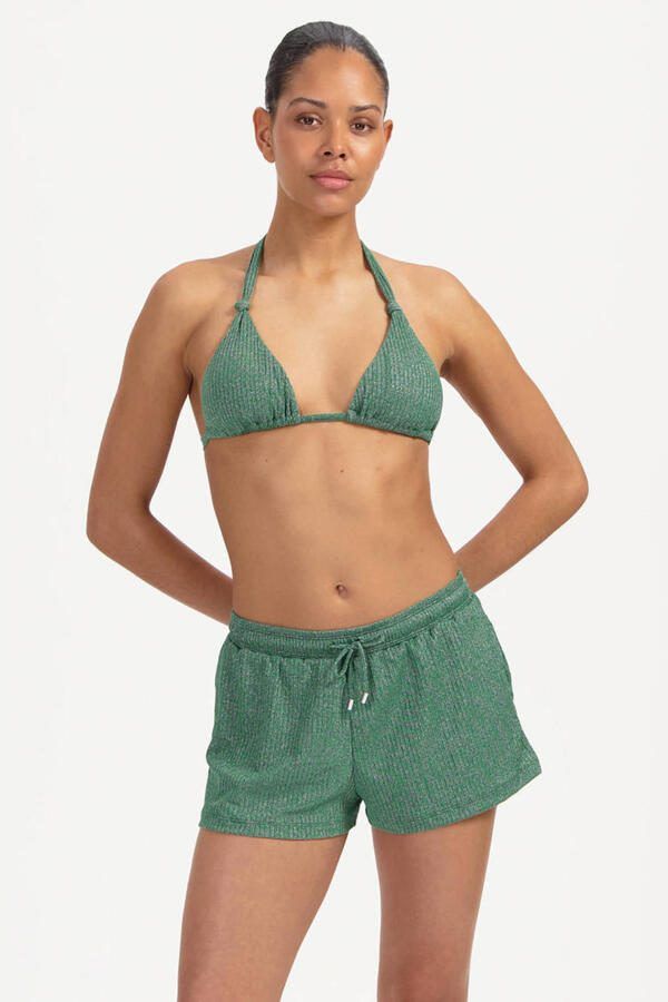 Beachlife strandshort met lurex en textuur groen