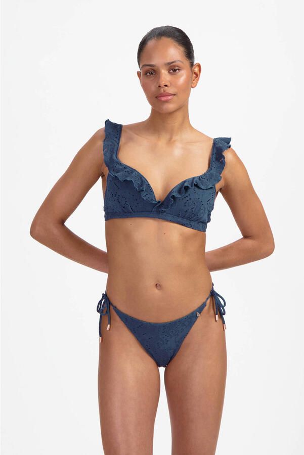 Beachlife strik bikinibroekje broderie anglaise donkerblauw - Foto 2