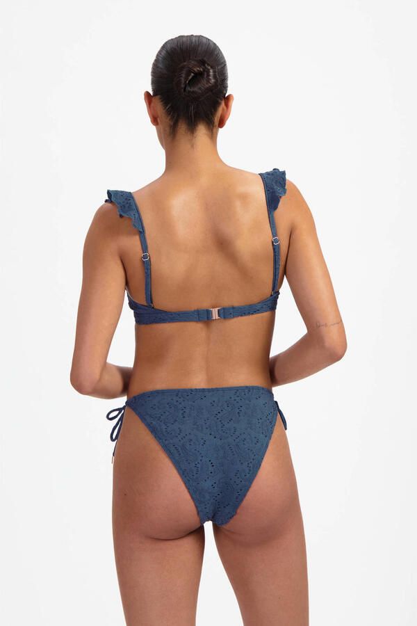 Beachlife strik bikinibroekje broderie anglaise donkerblauw - Foto 3
